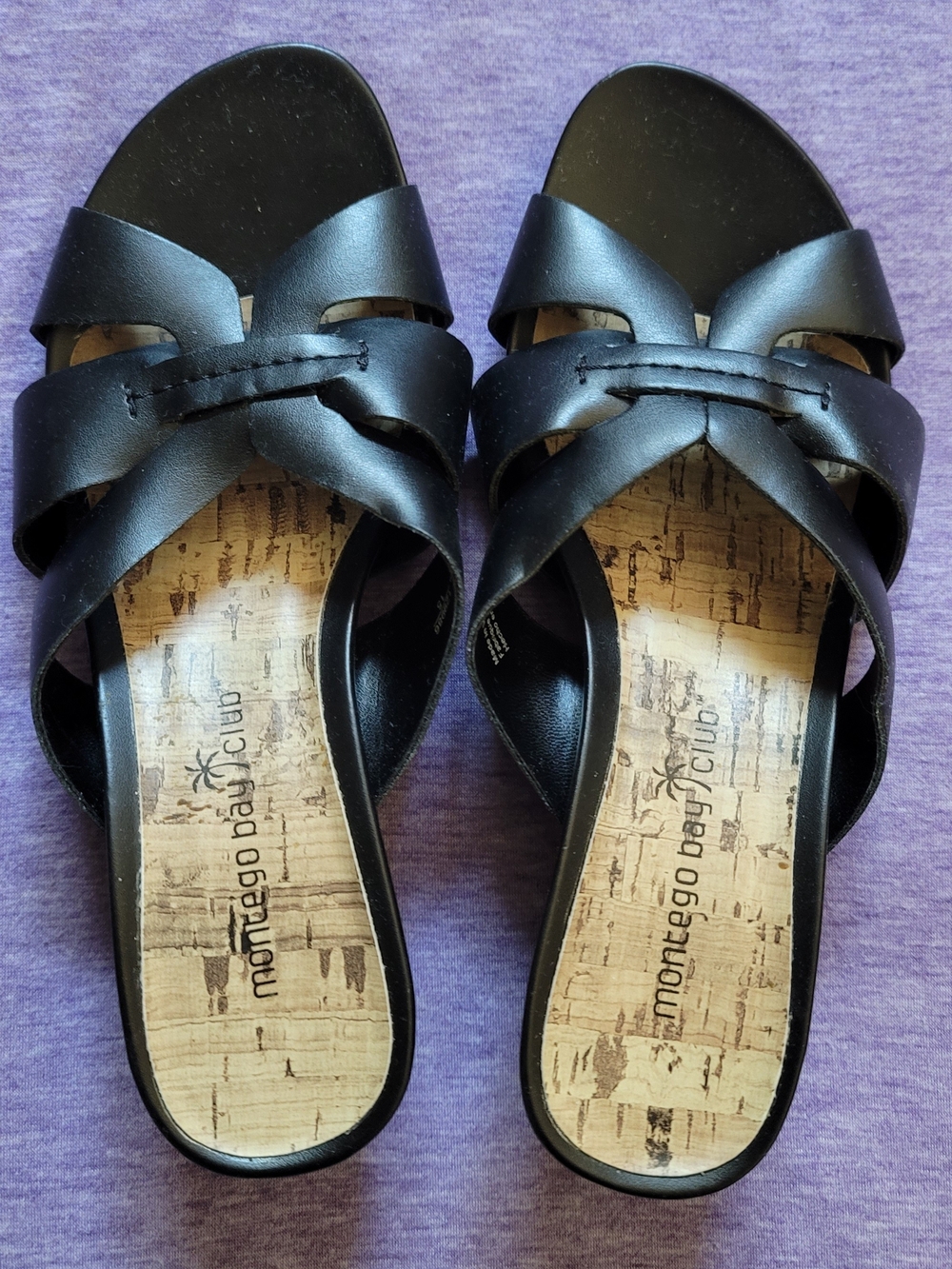 Montego Bay Club Black Crossover Slide Sandals